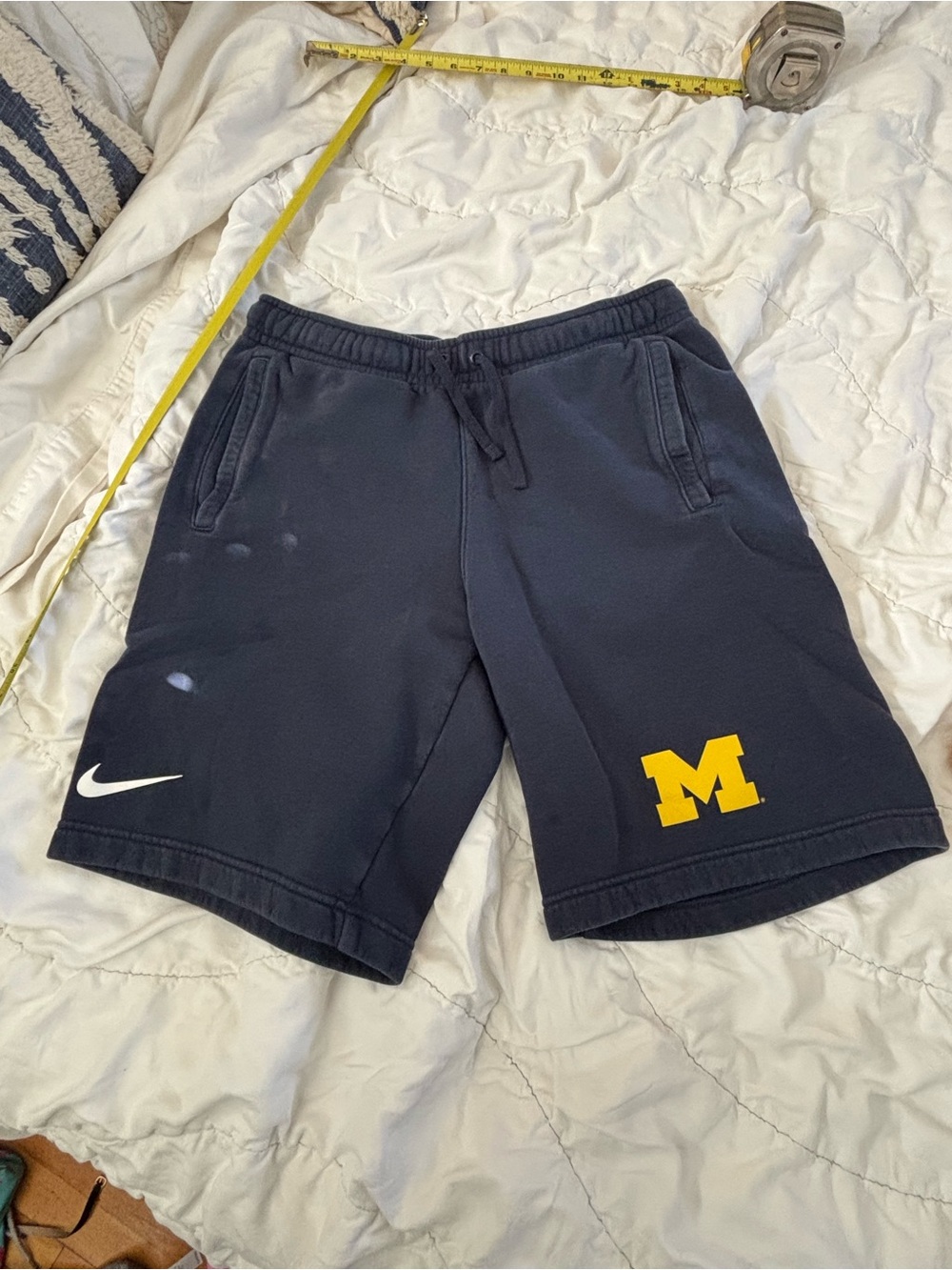 Nike Mens Medium Michigan Wolverines Navy Blue Fleece Sweat Shorts NCAA Navy M
